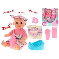 Miminko 29cm mrkající, pijící a čurající na baterie